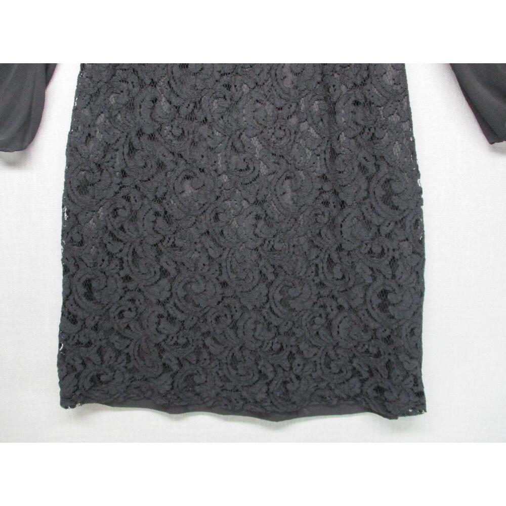 Adrianna Papell Black Elegant Lace Overlay Classic Cocktail Shift Dress Size 12 - Picture 4 of 16
